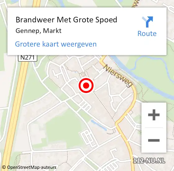 Locatie op kaart van de 112 melding: Brandweer Met Grote Spoed Naar Gennep, Markt op 25 april 2023 12:39