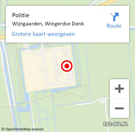 Locatie op kaart van de 112 melding: Politie Wijngaarden, Wingerdse Donk op 25 april 2023 12:47