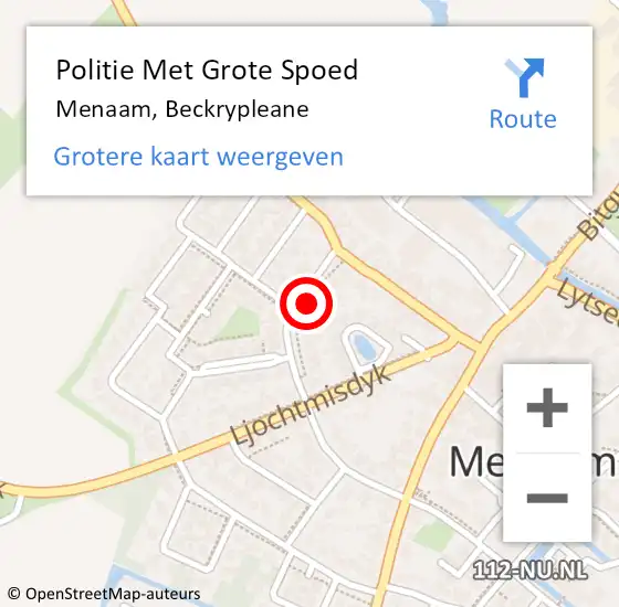 Locatie op kaart van de 112 melding: Politie Met Grote Spoed Naar Menaam, Beckrypleane op 25 april 2023 13:06