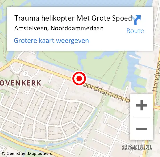 Locatie op kaart van de 112 melding: Trauma helikopter Met Grote Spoed Naar Amstelveen, Noorddammerlaan op 25 april 2023 13:14