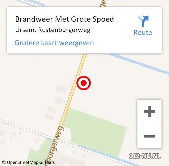 Locatie op kaart van de 112 melding: Brandweer Met Grote Spoed Naar Ursem, Rustenburgerweg op 25 april 2023 13:15