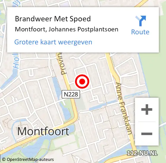 Locatie op kaart van de 112 melding: Brandweer Met Spoed Naar Montfoort, Johannes Postplantsoen op 25 april 2023 13:27