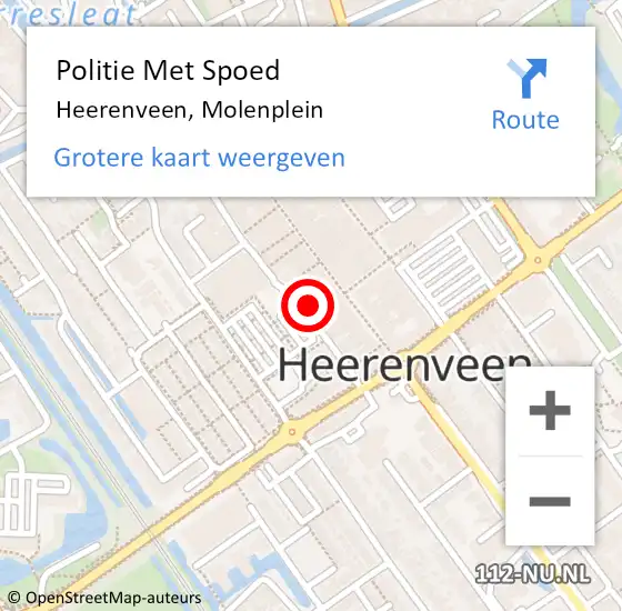 Locatie op kaart van de 112 melding: Politie Met Spoed Naar Heerenveen, Molenplein op 25 april 2023 13:48