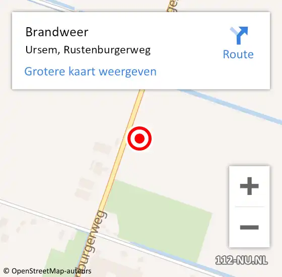 Locatie op kaart van de 112 melding: Brandweer Ursem, Rustenburgerweg op 25 april 2023 14:15