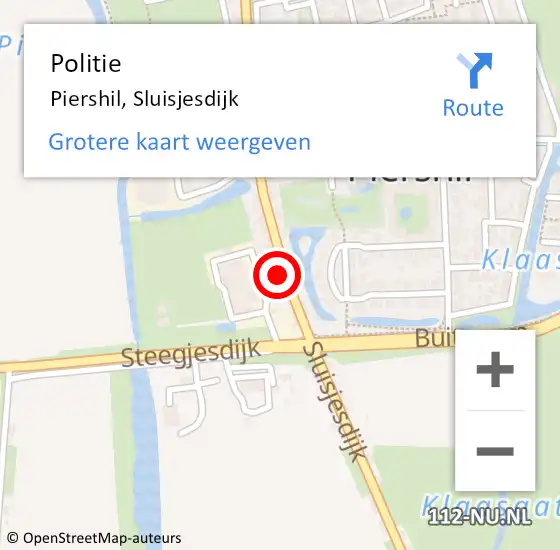 Locatie op kaart van de 112 melding: Politie Piershil, Sluisjesdijk op 25 april 2023 14:25