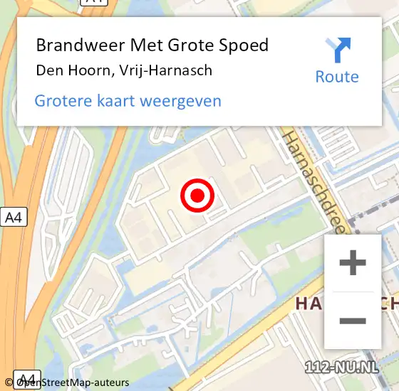 Locatie op kaart van de 112 melding: Brandweer Met Grote Spoed Naar Den Hoorn, Vrij-Harnasch op 25 april 2023 14:29