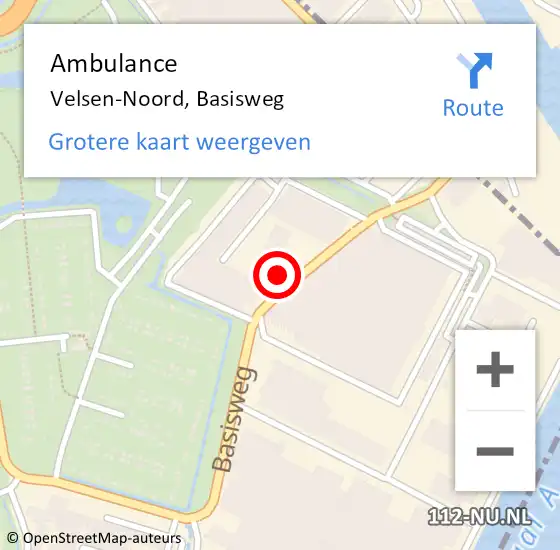 Locatie op kaart van de 112 melding: Ambulance Velsen-Noord, Basisweg op 25 april 2023 14:35