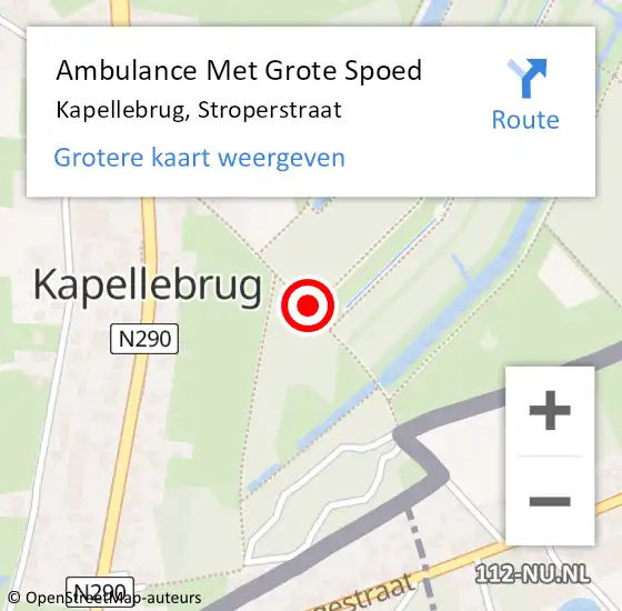 Locatie op kaart van de 112 melding: Ambulance Met Grote Spoed Naar Kapellebrug, Stroperstraat op 23 augustus 2014 11:43