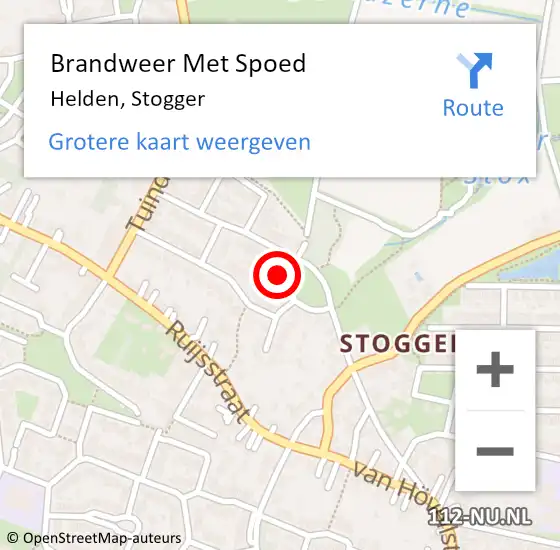 Locatie op kaart van de 112 melding: Brandweer Met Spoed Naar Helden, Stogger op 25 april 2023 15:03