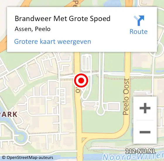 Locatie op kaart van de 112 melding: Brandweer Met Grote Spoed Naar Assen, Peelo op 25 april 2023 15:52