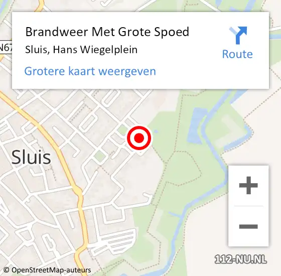 Locatie op kaart van de 112 melding: Brandweer Met Grote Spoed Naar Sluis, Hans Wiegelplein op 25 april 2023 16:01