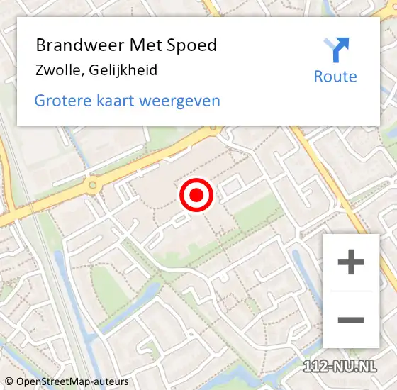 Locatie op kaart van de 112 melding: Brandweer Met Spoed Naar Zwolle, Gelijkheid op 23 augustus 2014 11:54