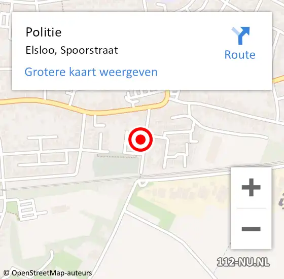Locatie op kaart van de 112 melding: Politie Elsloo, Spoorstraat op 25 april 2023 16:47