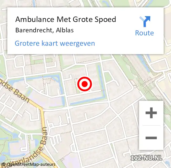Locatie op kaart van de 112 melding: Ambulance Met Grote Spoed Naar Barendrecht, Alblas op 25 april 2023 16:51