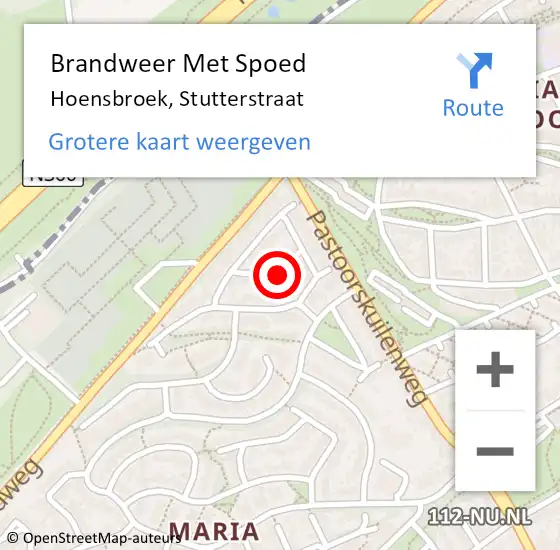 Locatie op kaart van de 112 melding: Brandweer Met Spoed Naar Hoensbroek, Stutterstraat op 25 april 2023 17:10