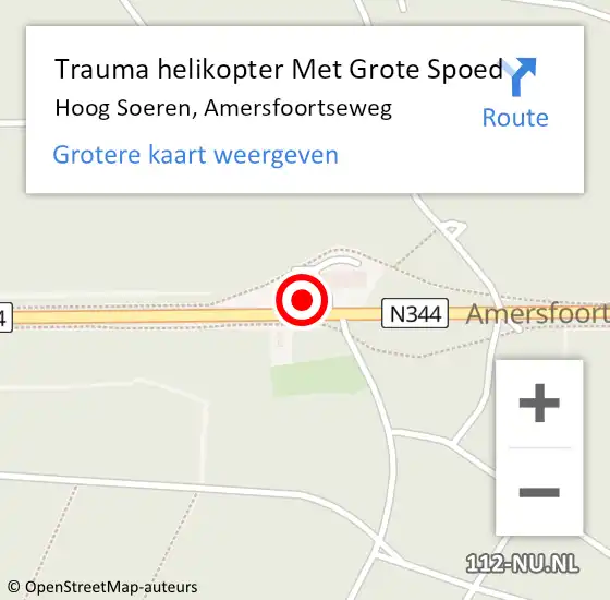 Locatie op kaart van de 112 melding: Trauma helikopter Met Grote Spoed Naar Hoog Soeren, Amersfoortseweg op 25 april 2023 17:15
