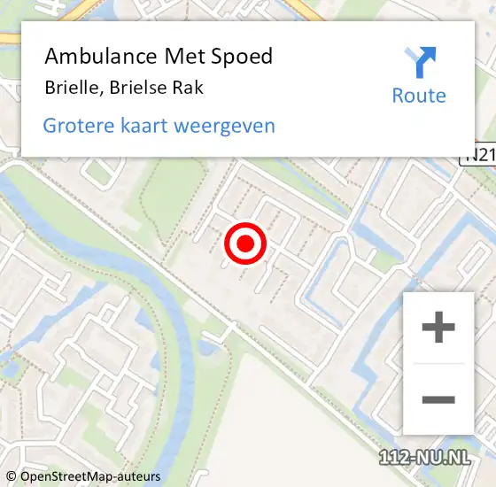 Locatie op kaart van de 112 melding: Ambulance Met Spoed Naar Brielle, Brielse Rak op 25 april 2023 17:21