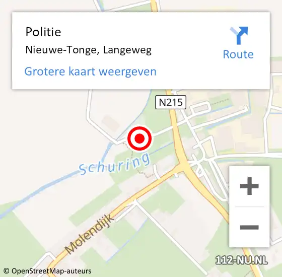 Locatie op kaart van de 112 melding: Politie Nieuwe-Tonge, Langeweg op 25 april 2023 17:24