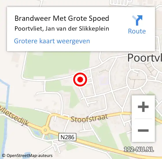 Locatie op kaart van de 112 melding: Brandweer Met Grote Spoed Naar Poortvliet, Jan van der Slikkeplein op 25 april 2023 17:24