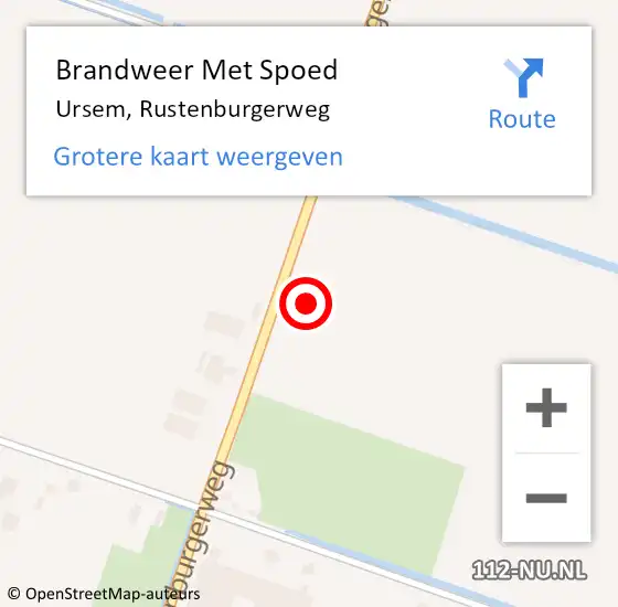 Locatie op kaart van de 112 melding: Brandweer Met Spoed Naar Ursem, Rustenburgerweg op 25 april 2023 17:25