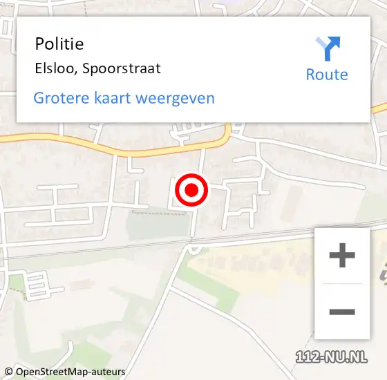 Locatie op kaart van de 112 melding: Politie Elsloo, Spoorstraat op 25 april 2023 17:38