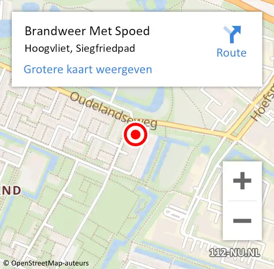 Locatie op kaart van de 112 melding: Brandweer Met Spoed Naar Hoogvliet, Siegfriedpad op 25 april 2023 17:47