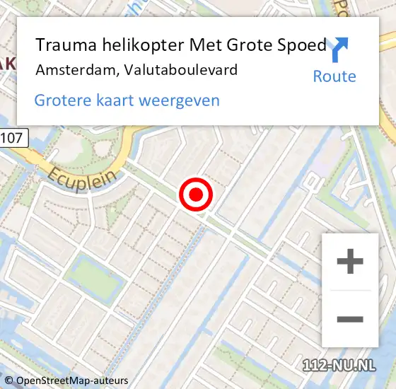 Locatie op kaart van de 112 melding: Trauma helikopter Met Grote Spoed Naar Amsterdam, Valutaboulevard op 25 april 2023 17:50