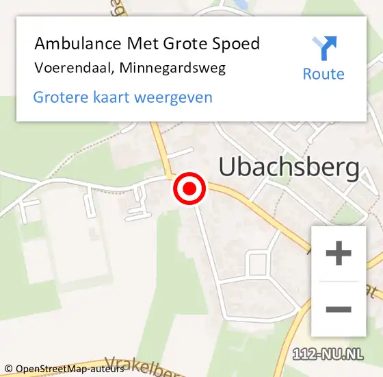 Locatie op kaart van de 112 melding: Ambulance Met Grote Spoed Naar Voerendaal, Minnegardsweg op 23 augustus 2014 12:04