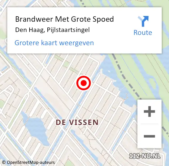 Locatie op kaart van de 112 melding: Brandweer Met Grote Spoed Naar Den Haag, Pijlstaartsingel op 25 april 2023 18:06