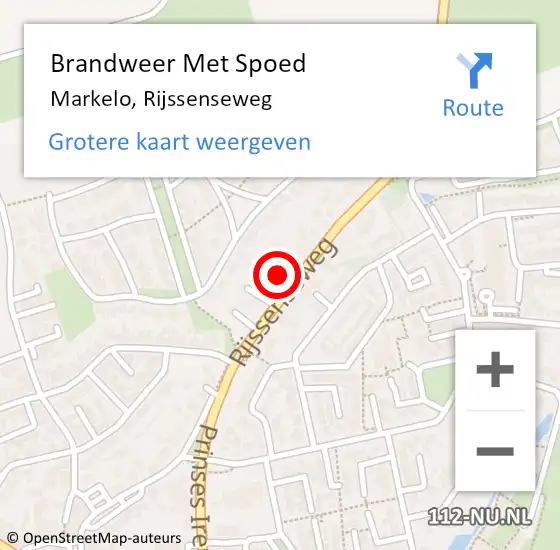 Locatie op kaart van de 112 melding: Brandweer Met Spoed Naar Markelo, Rijssenseweg op 23 augustus 2014 12:08