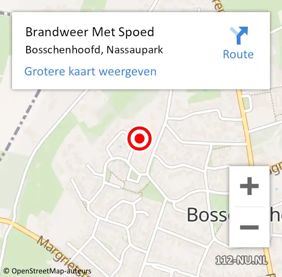 Locatie op kaart van de 112 melding: Brandweer Met Spoed Naar Bosschenhoofd, Nassaupark op 25 april 2023 18:51