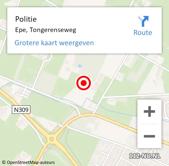 Locatie op kaart van de 112 melding: Politie Epe, Tongerenseweg op 25 april 2023 18:59