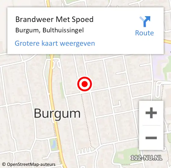 Locatie op kaart van de 112 melding: Brandweer Met Spoed Naar Burgum, Bulthuissingel op 25 april 2023 19:01