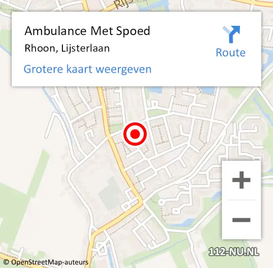 Locatie op kaart van de 112 melding: Ambulance Met Spoed Naar Rhoon, Lijsterlaan op 25 april 2023 19:29