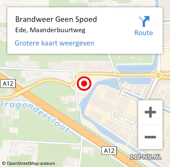 Locatie op kaart van de 112 melding: Brandweer Geen Spoed Naar Ede, Maanderbuurtweg op 25 april 2023 19:37