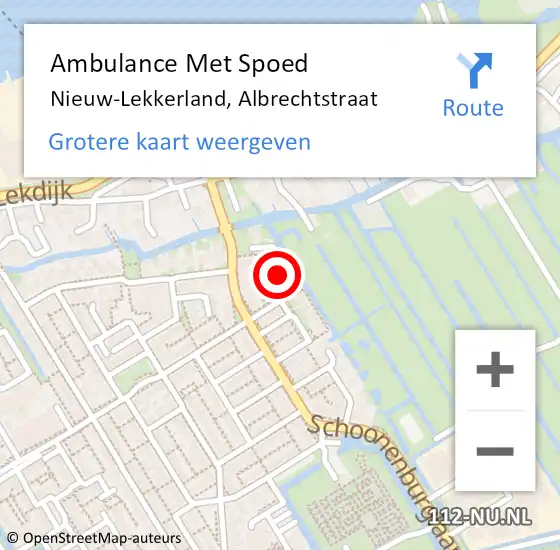 Locatie op kaart van de 112 melding: Ambulance Met Spoed Naar Nieuw-Lekkerland, Albrechtstraat op 25 april 2023 19:58