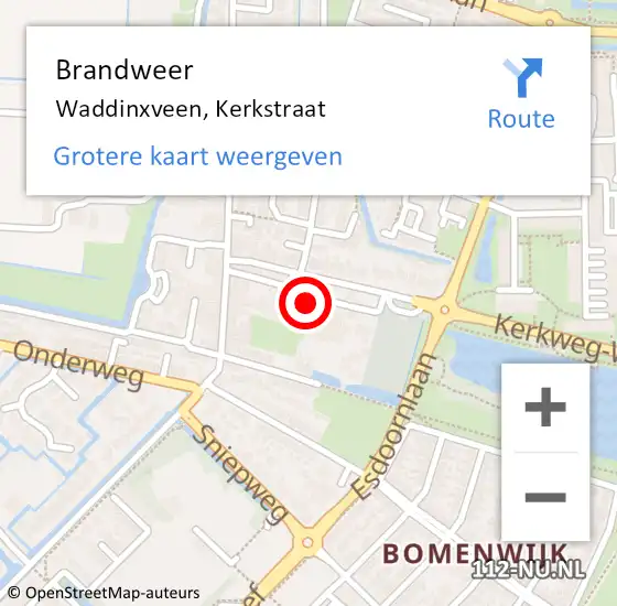 Locatie op kaart van de 112 melding: Brandweer Waddinxveen, Kerkstraat op 25 april 2023 20:07