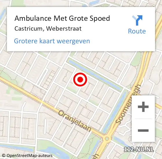 Locatie op kaart van de 112 melding: Ambulance Met Grote Spoed Naar Castricum, Weberstraat op 25 april 2023 20:13