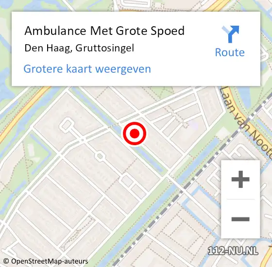 Locatie op kaart van de 112 melding: Ambulance Met Grote Spoed Naar Den Haag, Gruttosingel op 25 april 2023 20:31
