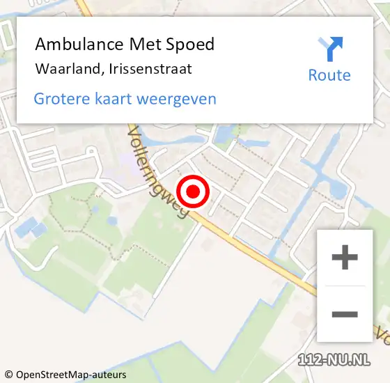 Locatie op kaart van de 112 melding: Ambulance Met Spoed Naar Waarland, Irissenstraat op 25 april 2023 20:40