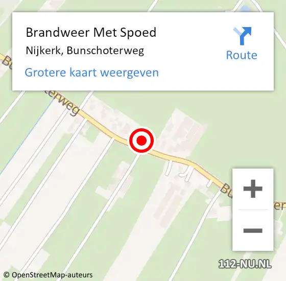 Locatie op kaart van de 112 melding: Brandweer Met Spoed Naar Nijkerk, Bunschoterweg op 25 april 2023 20:47