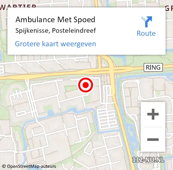 Locatie op kaart van de 112 melding: Ambulance Met Spoed Naar Spijkenisse, Posteleindreef op 25 april 2023 21:00