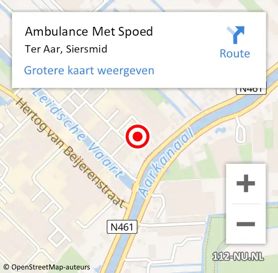 Locatie op kaart van de 112 melding: Ambulance Met Spoed Naar Ter Aar, Siersmid op 25 april 2023 21:04