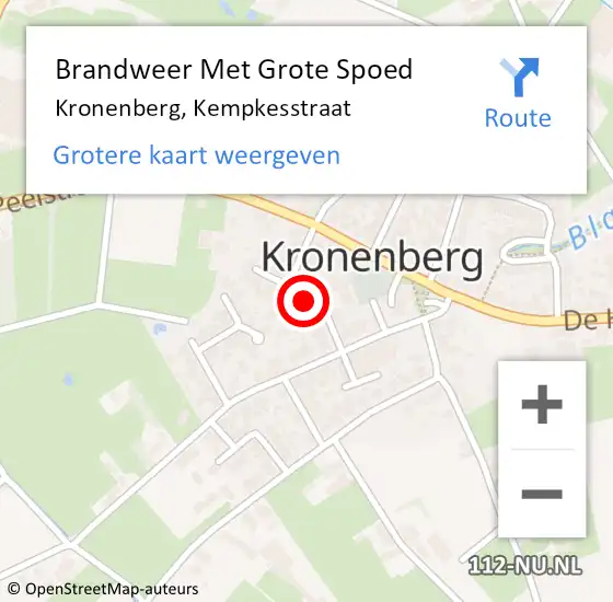 Locatie op kaart van de 112 melding: Brandweer Met Grote Spoed Naar Kronenberg, Kempkesstraat op 25 april 2023 21:09