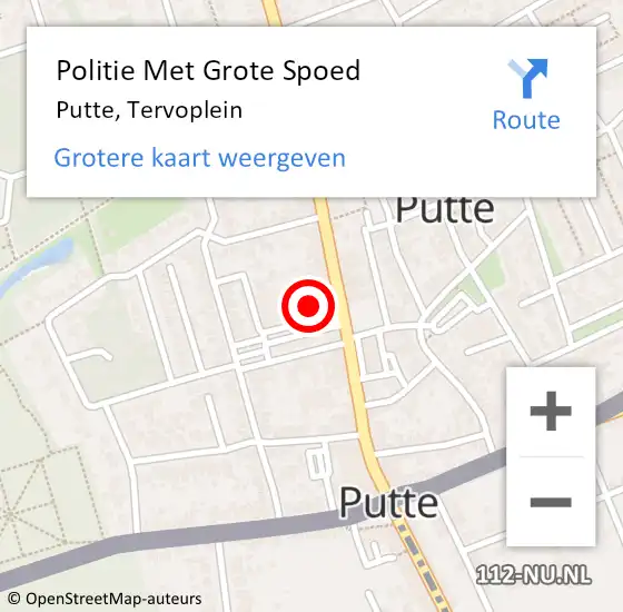 Locatie op kaart van de 112 melding: Politie Met Grote Spoed Naar Putte, Tervoplein op 25 april 2023 21:16