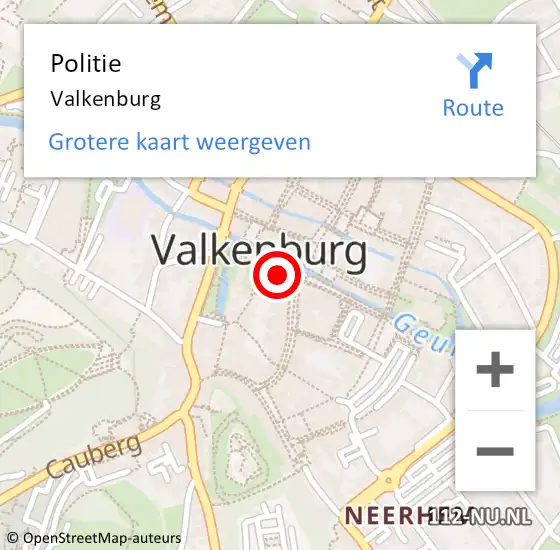 Locatie op kaart van de 112 melding: Politie Valkenburg op 25 april 2023 21:21