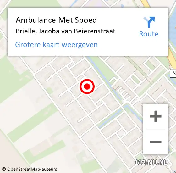 Locatie op kaart van de 112 melding: Ambulance Met Spoed Naar Brielle, Jacoba van Beierenstraat op 25 april 2023 21:33