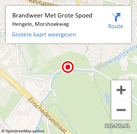 Locatie op kaart van de 112 melding: Brandweer Met Grote Spoed Naar Hengelo, Morshoekweg op 25 april 2023 22:33