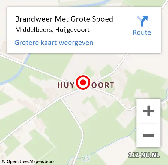 Locatie op kaart van de 112 melding: Brandweer Met Grote Spoed Naar Middelbeers, Huijgevoort op 25 april 2023 22:40