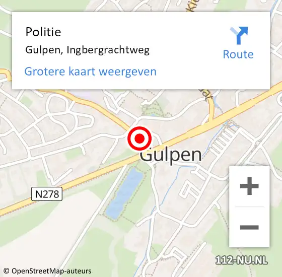 Locatie op kaart van de 112 melding: Politie Gulpen, Ingbergrachtweg op 25 april 2023 22:42